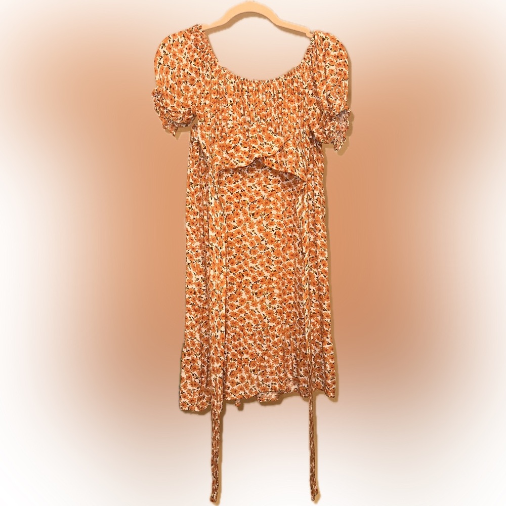 Floral Skirt and Top Set in Orange - Picture 3 of 6